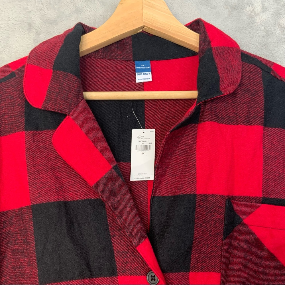 Old Navy Buffalo Plaid Pajama Set. Women’s Size 2XL. Black/Red. (NWT). - Picture 3 of 8